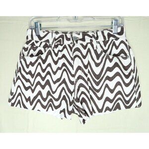 RSQ Shorts Wavy Brown and Cream Pattern Raw Hem Cotton Womens Size 27